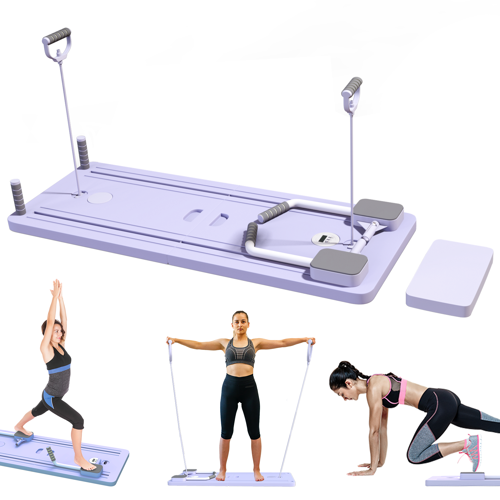 Planche Pilates Reformer Pliable Avec Compteur - Équipement Fitness Maison Pour Renforcement Musculaire Et équilibre