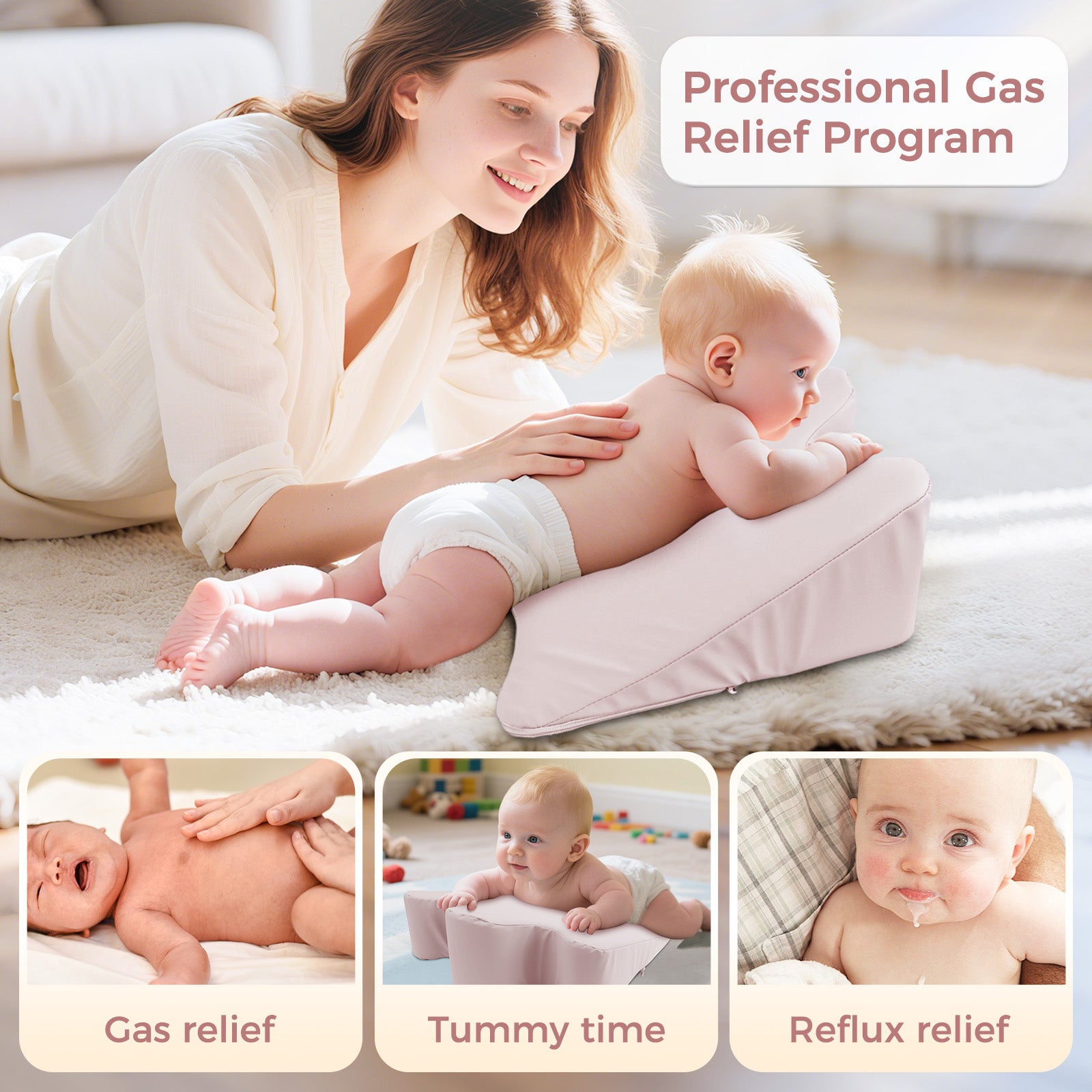 EKEPE Nursing Reflux Prop for Baby Gas, Colic Relief & Burp, Tummy Time Mat for Feeding