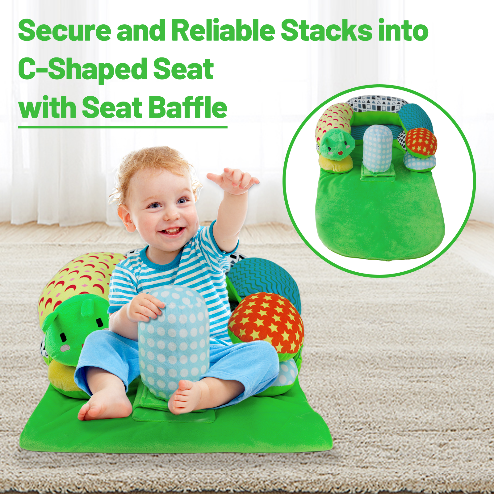 EKEPE 2-in-1 Tummy Time Seat for babies 0-36 Months