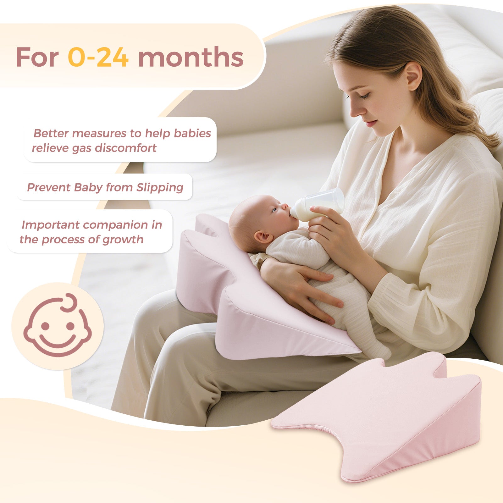 EKEPE Nursing Reflux Prop for Baby Gas, Colic Relief & Burp, Tummy Time Mat for Feeding