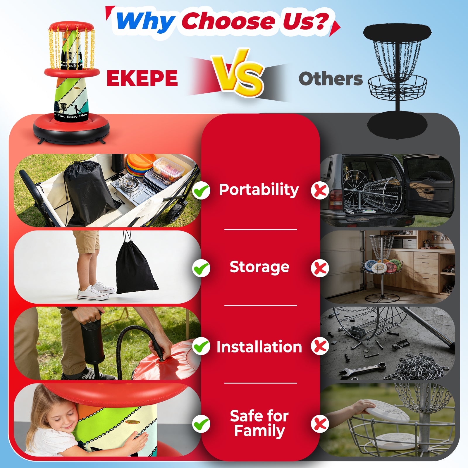 EKEPE Inflatable Disc Golf Basket